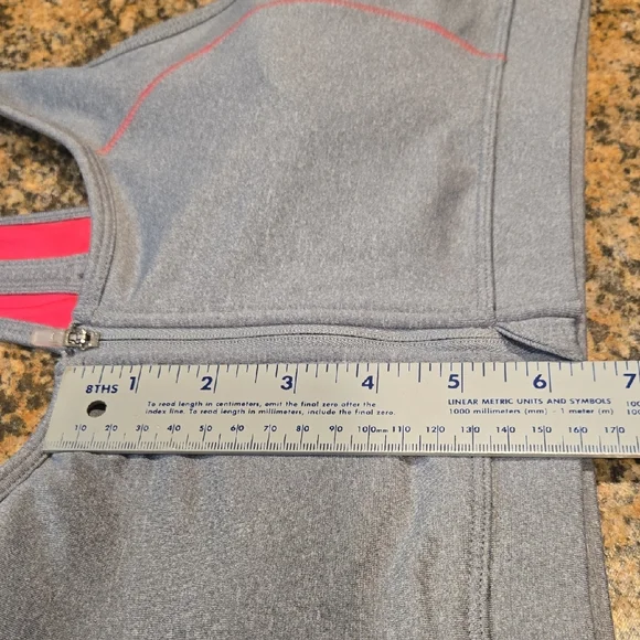 Ideology Zip-Front Gray and Pink Sports Bra - Picture 9 of 9